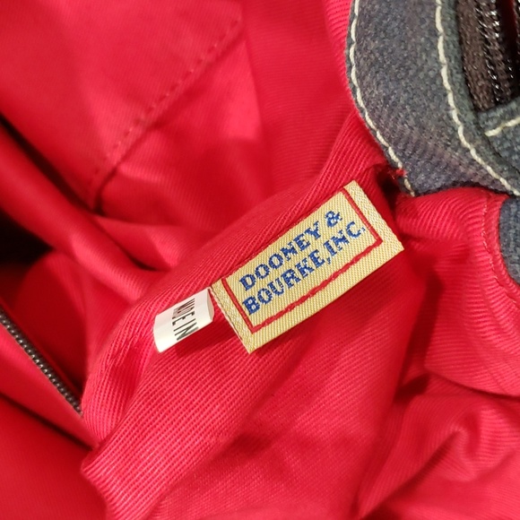 Dooney & Bourke Vintage Tote - Denim Blue Fabric Leather Trim - Picture 8 of 9